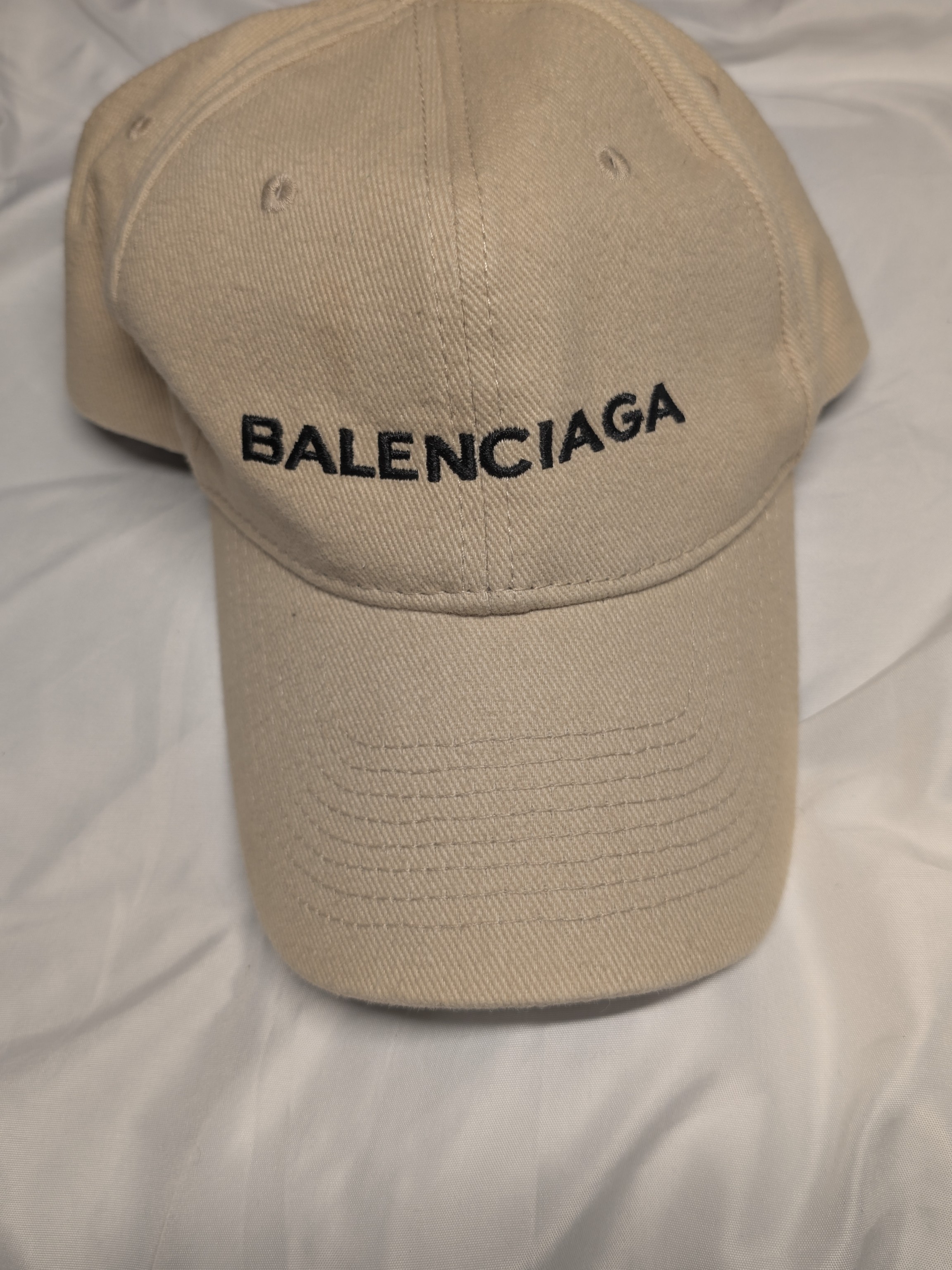 Balenciaga Beige Baseball Cap With Black Logo